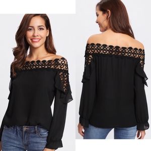 Belle Ame Janice Boutique Tops - Guipure Lace Off Shoulder Ruffle Trim Blouse Belle Ame Janice Boutique Tops - Guipure Lace Off Shoulder Ruffle Trim Blouse